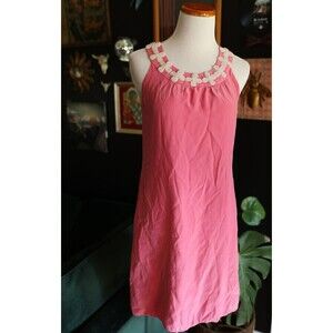 Skirtin Around Pink Silk Embellished Pearl Halter Sheath Dress Sz 2 Fully Lined
